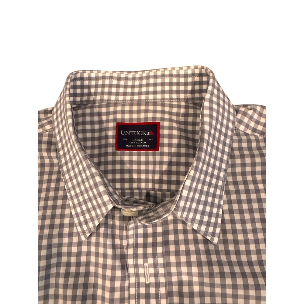 UNTUCKit Men’s Large Shirt Regular Long Sleeve Button Up Gray Gingham